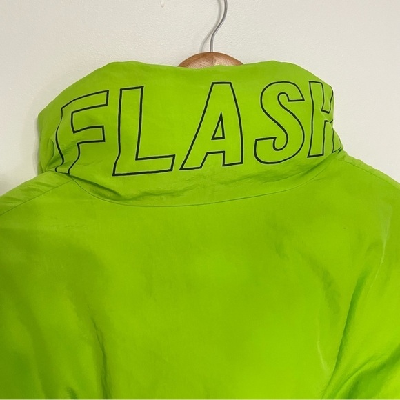 Lime Neon Green Oversized Slouchy Puffer Zip Up Jacket Coat - Picture 6 of 7